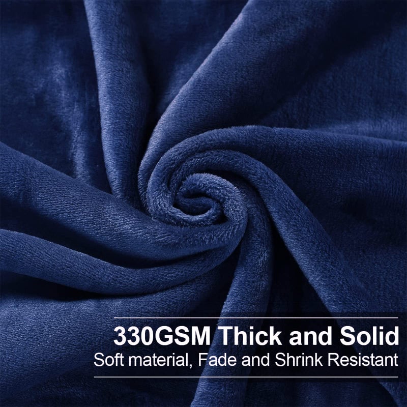 EASELAND Soft Blanket Warm Fuzzy Microplush Lightweight Thermal Fleece Blankets for Couch Bed Sofa California King,102X108Inch, Dark Blue - Image 3